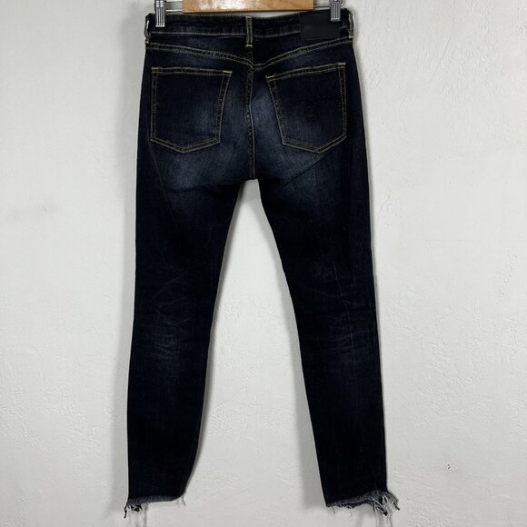 R13‎ Jeans Alison Skinny Tartlon Raw Hem Dark Distressed Made In Italy Size 27 - Picture 4 of 13